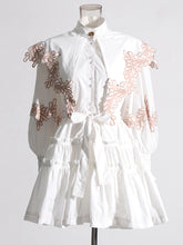Mini-robes en coton brodées à manches longues